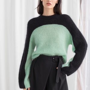 & Other Stories Cropped Color Block Mohair Sweater